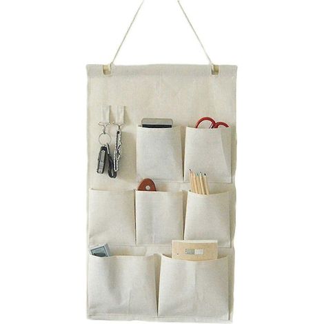 Hängender Aufbewahrungsbeutel aus Leinen/Baumwolle für die Schranktür mit Haken (sieben Taschen) (1/5)