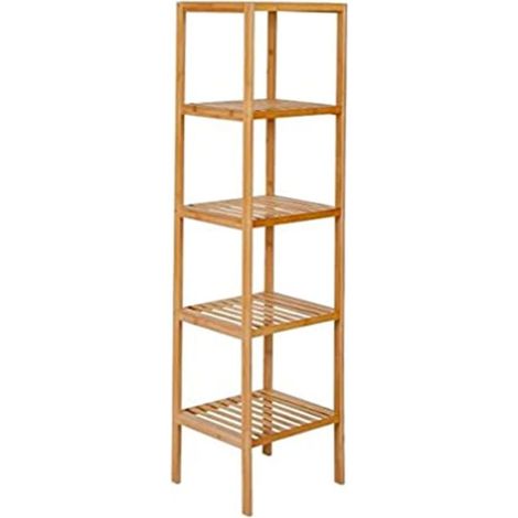 Étagère en Bambou, 5 tablettes, Couleur Bois
