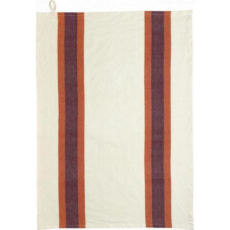 Torchon de cuisine en tissu recyclé Lave coloris marmelade et naturel 50 x 70 cm - PANGIVO