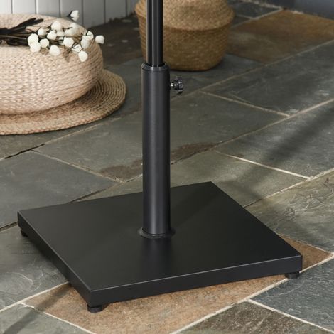 Base parasol carré 18kg pour poteaux Ø3/3,5/3,8cm 45x45x39cm, noir (1/4)