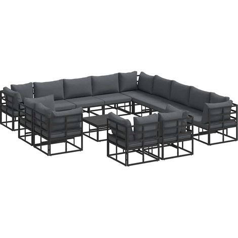 Maison Exclusive - Set Divano da Giardino con cuscino 14 pcs Nero Alluminio