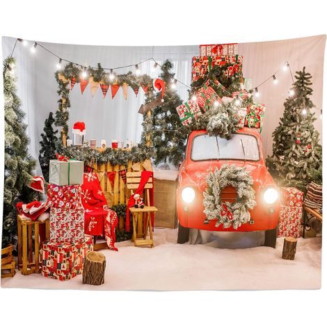 Autre déco murale,Accueil Tenture Murale Arbre De Noël Chaussette Cadeau Cheminée Art Tissu Tapisserie Dortoir De Noël Chambre Chambre Décorations--150x200cm (1/3)