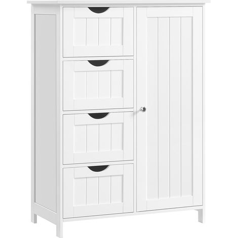 Meuble Salle de Bain Rangement, Commode, avec 4 Tiroirs (1/5)