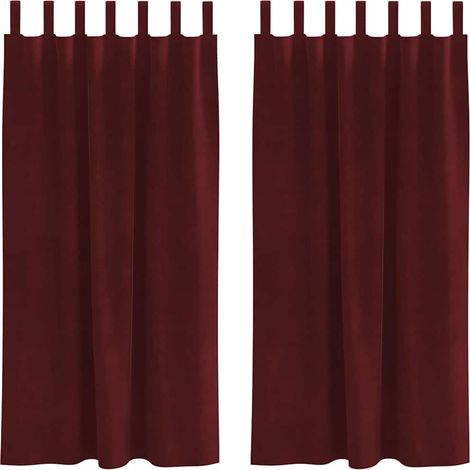 Rideaux 2 pcs Rouge bordeaux 140 x 175 cm Velours CFW51362 (1/4)