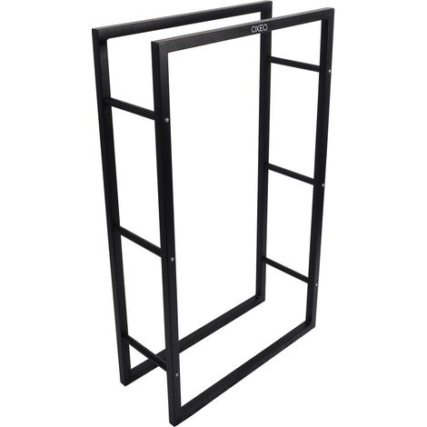 Range bûches robuste en acier - Porte bûches Intérieur extérieur - Support Rangement Bois de cheminée - 100 x 60 x 24 cm - Noir (1/5)
