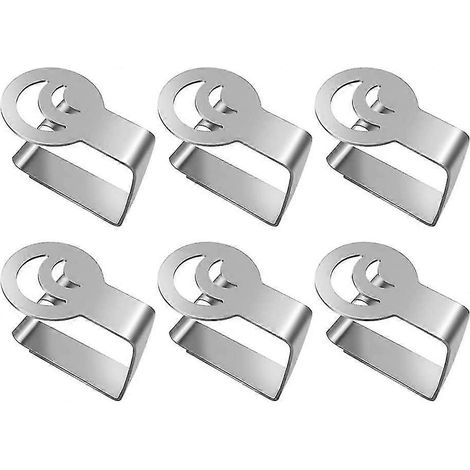 Pinces à nappe en acier inoxydable (lot de 6) pour l'extérieur. Pinces à nappe réglables pour l'extérieur. (1/5)