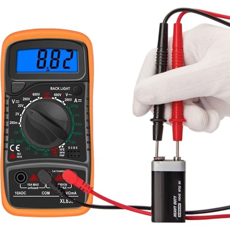 Multimètre numérique XL830L Testeur de piles batteries courant AC DC buzzer transistor NPN PNP voltmètre ampèremètre ohmmètre pour bricolage labo école usine (1/5)