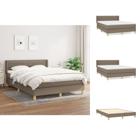 Betten & Bettgestelle - Living Boxspringbett mit Matratze Taupe 140x190 cm Stoff (1/5)