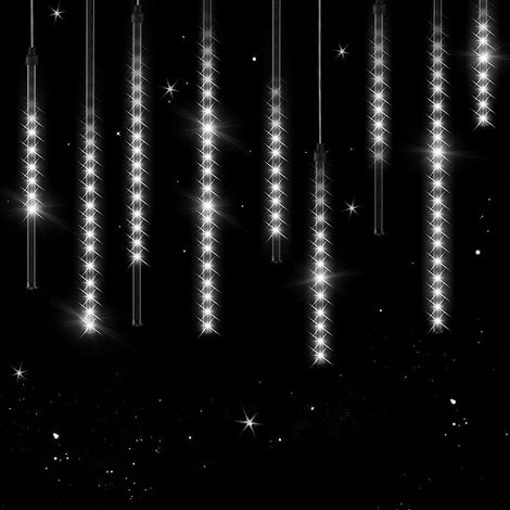 Guirlande lumineuse LED blanc 4m effet pluie de météorites gouttes diamants stalactite IP 44 intérieur extérieur Noël,Blanc (1/4)