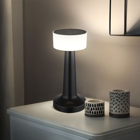 Lampe de table LED à intensité variable, lampe de chevet tactile, plastique noir, USB, 1 W 55 lm blanc chaud/blanc froid, H 21,5 cm (1/5)
