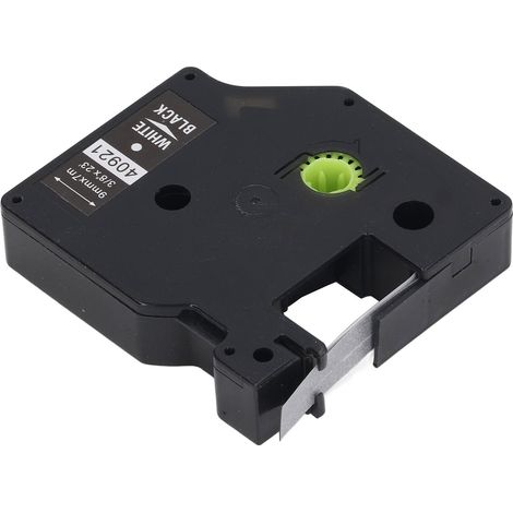 Convient aux imprimantes d'étiquettes Dymo, étiquette D1 auto-adhésive laminée de 9 mm, fond noir de 9 mm avec lettrage blanc. (1/5)