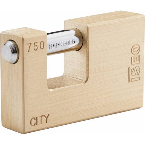 ISEO P740 LUCCHETTO CITY P/SERRANDA KA 76MM OTTONE