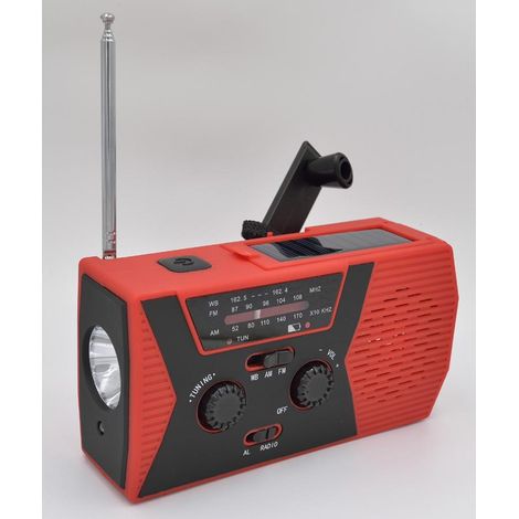Chargeur de téléphone portable USB d'urgence (rouge), chargeur solaire portable à manivelle (1/5)