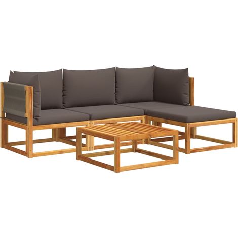 Maison Exclusive - Ensemble de canapés de jardin 5 pièces avec coussins en bois d'acacia et corde