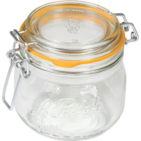 Bocaux en Verre - Lot de 6 - Verre Trempé Style Français - Conservation Hermétique - Cuisine Maison et Confitures - 0,5L Diamètre 85mm (1/2)