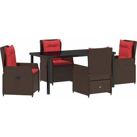 Maison Exclusive - Set da Pranzo per Giardino 5 pcs Marrone Poly Rattan