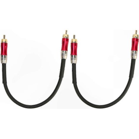 Câble RCA 2 pièces, blindage double, connecteurs plaqués or, mâle-mâle pour ampli, TV, lecteur DVD, longueur 0,3m/1ft, rouge, qualité audio haute fidélité (1/5)