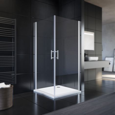 SONNI Duschkabine Eckeinstieg Pendeltür Dusche Schwenktür Duschabtrennung Duschwand Rahmenlos und Leicht zu Reinigen 86x86x195cm (1/5)