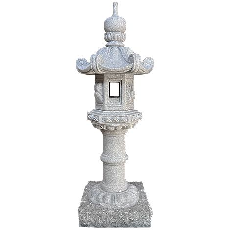 Lanterna cinese in pietra (granito rosa) scolpita a mano, KASUGA GATA, alta 150 cm - GL013H150