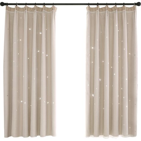 Rideau Obscurcissant Double Couche Pour Fenêtre - Beige - 140 X 250 Cm - 1 Pièce (1/5)