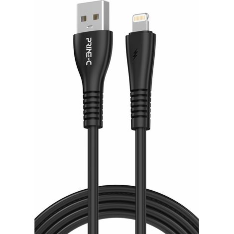 Câble de données USB pour charge rapide iPhone, 1 mètre, blanc, classe 3A, haute rigidité, résistant à la flexion - noir