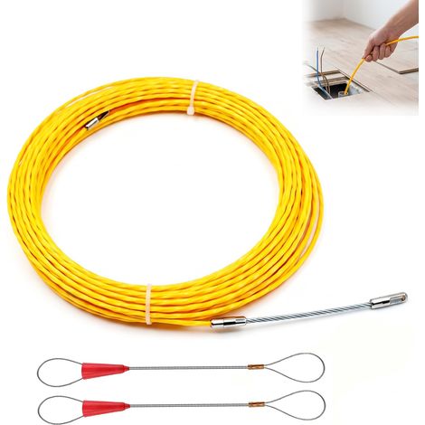 Aiguille Electricien 10m,Tire Fils Electrique,Ressort Tire Câble Flexible en Polyester, Spirale Rétractable Pour Installation Électrique, Passage de Câbles, Gaine et Tuyau (1/5)