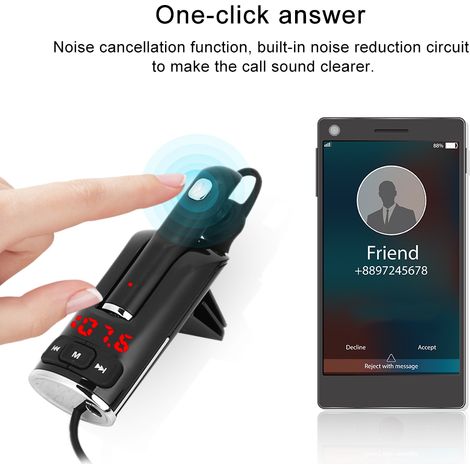 Bluetooth-MP3-Player fürs Auto, Bluetooth-Autokopfhörer, FM-Transmitter und BC46-USB-Ladegerät (1/5)