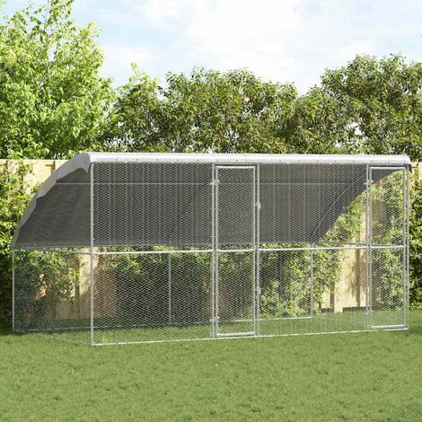 Chicken Cage Silver 400 x 200 x 198.5 cm Galvanised Steel vidaXL (1/5)
