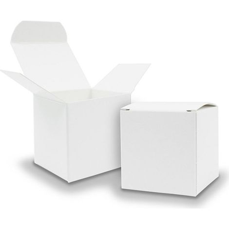 TrAdE Shop Traesio - 15 Bomboniera Scatola Bianco Cubo Carta Lucida Portaconfetti Matrimoni Battesimo -
