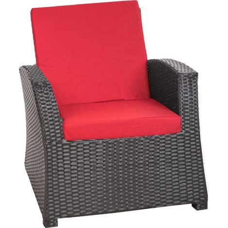 Coussins de chaise en résine tressée 56x52x7cm Lot de 2 coussins de chaise extérieur, Coussin de fauteuil de jardin rouge, Coussin avec dossier