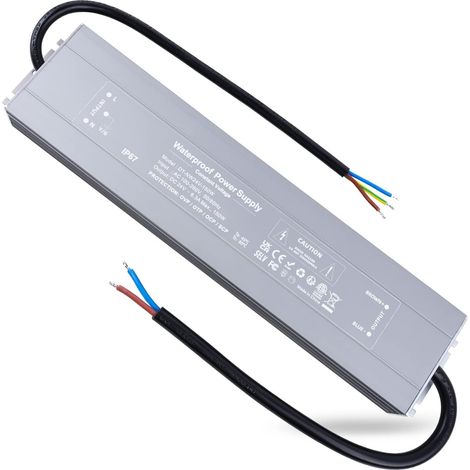 Transformateur 220V 24V 150W Imperméable Alimentation LED Transfo Entrée 100-260V AC Sortie DC 24V 6,25A LED Driver Tension Constante étanche IP67 Adaptateur Basse Tension pour CCTV Bande Led (1/5)