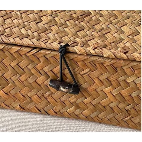1 Panier de rangement Jonc de mer,Couvercle,23x13x8.5 cm,Marron,Salle de bain (1/3)
