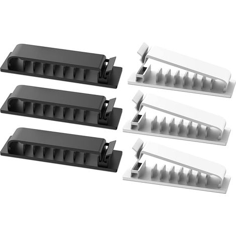 Lntyq Clips de porte-câble 6 pièces, Clips de câble, organisateur de gestion de cordon de câble support de bureau auto-adhésif pour la maison/bureau/bureau/voiture/téléphone/câble USB gestion de fil