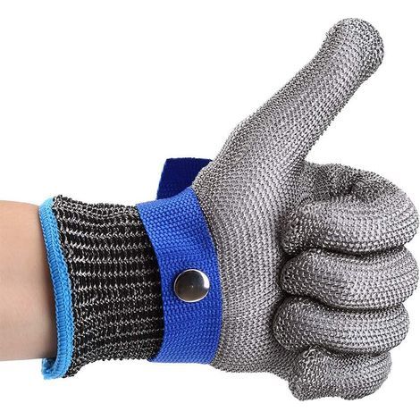 Gants anti-coupure niveau 5 – Protection en acier inoxydable 316L – Conçus pour travaux industriels, pêche et cuisine – Taille S (1/5)