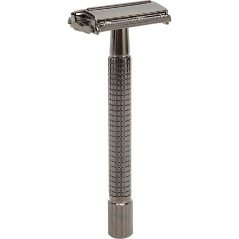 Tondeuse à barbe manuelle de sécurité en alliage, portable et ergonomique, à double lame pour hommes (1/5)