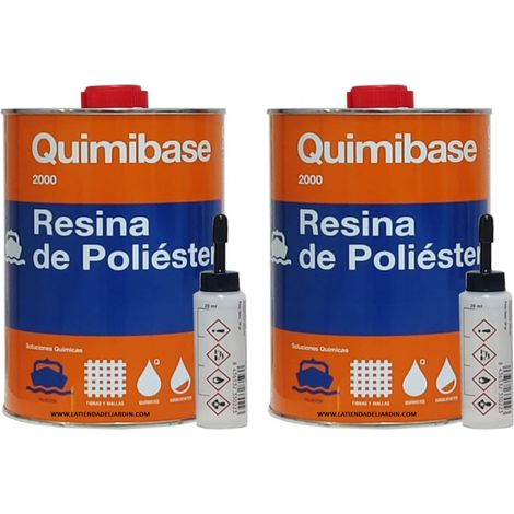 Resina poliestere da 2 kg per riparazioni + catalizzatore di perossido - Utile per riparazioni di auto, piscine, serbatoi, imbar