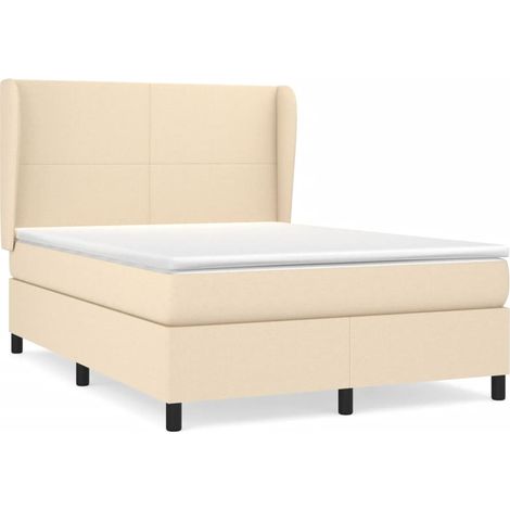 Maison Exclusive - Giroletto a Molle con Materasso Crema 140x200 cm in Tessuto (1/5)