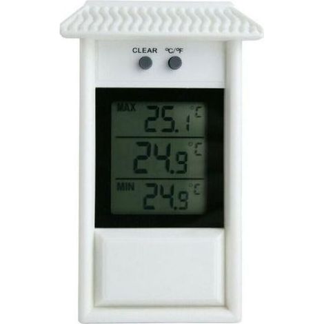 Gewächshausthermometer, Digitalanzeige, Wandhalterung, wasserdicht, Max.-Min.-Temperatur für drinnen und draußen (weiß) (1/4)