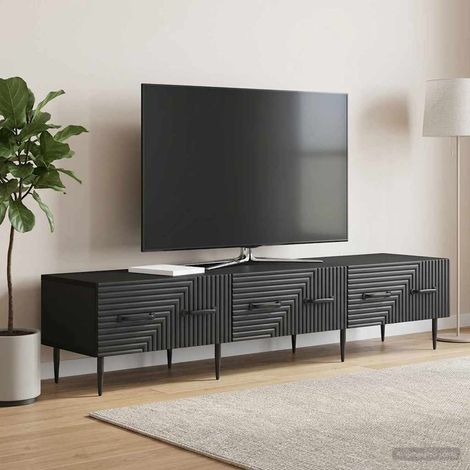 vidaXL Meuble TV avec tiroir Noir 147 x 34,5 x 30 cm Bois d'ingénierie (1/5)