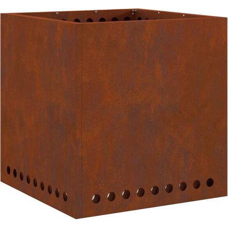 Cheminée sans fumée, marron, 48 x 48 x 50 cm, acier antique. (1/5)