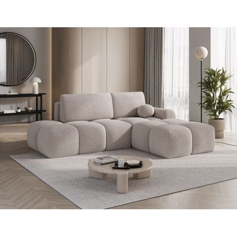 Ecksofa mit Schlaffunktion Sofa PLAY Stoff Coral Beige Ottomane Rechts (1/5)