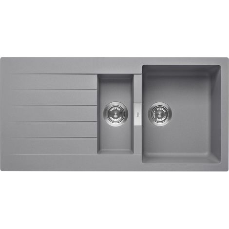 Fregadero reversible de 2 cubetas de QUARZEX® - ROCA Color: Gris (1/2)