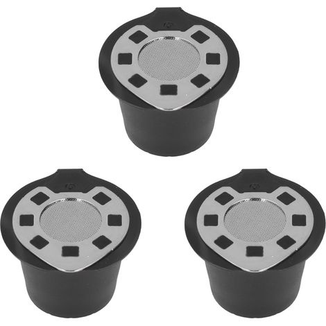 3 pièces de capsules réutilisables pour Nespresso, coques en acier inoxydable chromé avec filtre, lot incluant cuillère et brosse, boîte cadeau colorée. (1/5)