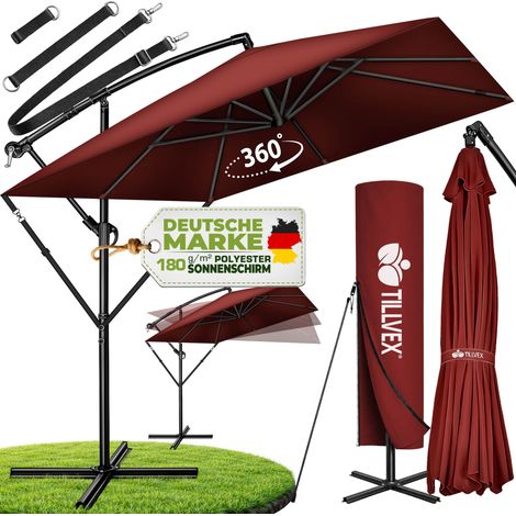 Tillvex – Parasol déporté rectangulaire 330 cm en aluminium – Housse à manivelle – Protection UV UPF 50+ – Rotation 360° – Idéal pour terrasses et jardins (1/5)