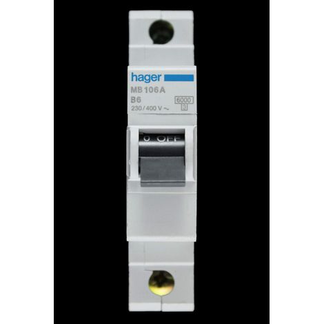 Interrupteur et disjoncteur Hager mb106a type b 6 kA (1/2)
