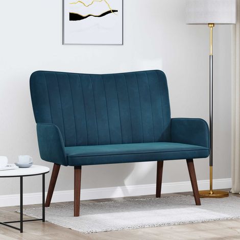 vidaXL Sofa 2 places Bleu 115 x 61 x 87 cm Velours (1/5)