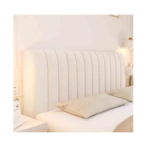 Housse Tete De Lit 180 cm, Élastique Housse De Tete De Lit Antitaches, Beige Houssen De Protection De Tête Lavable, Extensible Headboard Cover Removable