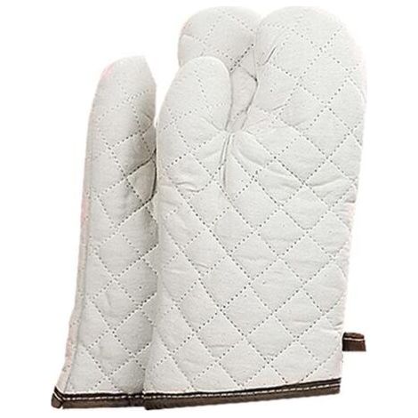 Résistant à Chaleur, Imperméable et Antidérapant, Maniques pour Four Barbecue Cuisson Manipulation, Coton Doublure - 1 Paire, Blanc (Large 33x17.5cm) (1/5)