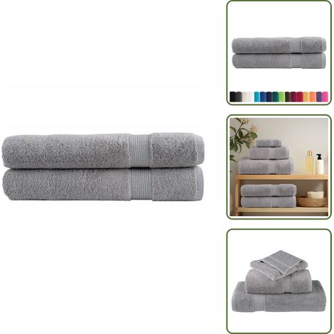 Premium-Handtücher SOLUND 2 Stk. Grau 100x200 cm 600 g/m² - Baumwolle - Handtücher - Badezimmertextilien - Grau - Große Handtücher (1/5)