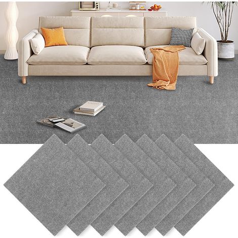 Lot de 30 dalles de moquette autocollantes - 30 x 30 cm - Pour bureau, salon, balcon (gris clair) (1/5)